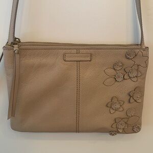 Lucky Brand light tan genuine leather crossbody bag